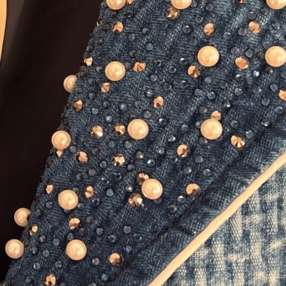 NWT M’ De Pompadour Oversized Denim Jacket with Pearls Plus Size - Picture 10 of 13
